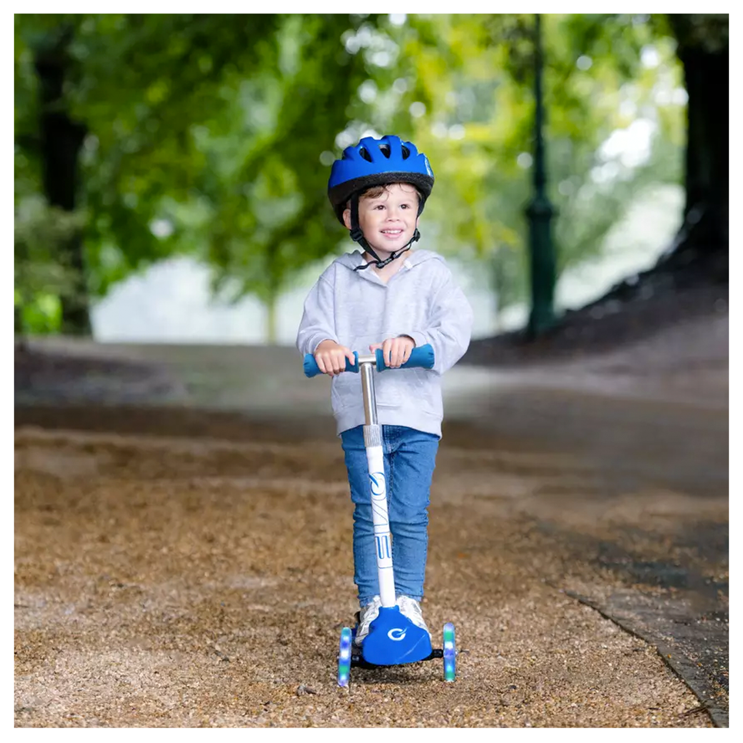 Scooter/Monopatín Tres Ruedas Con Luces Evo "Light Up" Azul-3