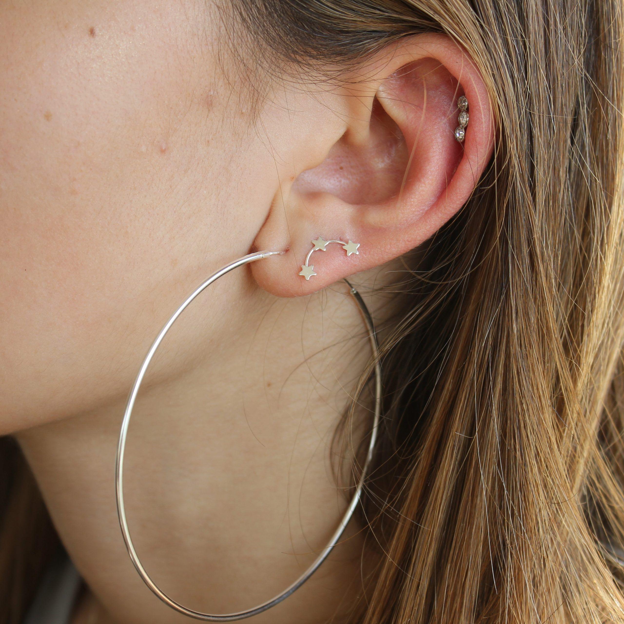 Aros Trio de estrellas con pasador Plata Philippa Joyas-1