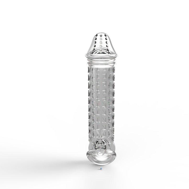 Funda Para El Pene Transparente Con Relieve Y CockRing-3