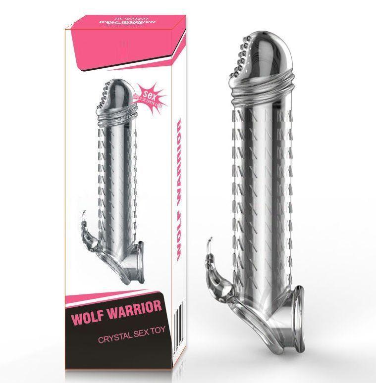 Funda Para El Pene Transparente Con Relieve Y CockRing-2