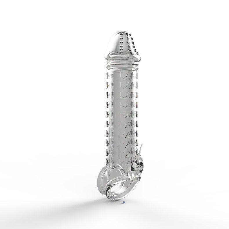 Funda Para El Pene Transparente Con Relieve Y CockRing-1
