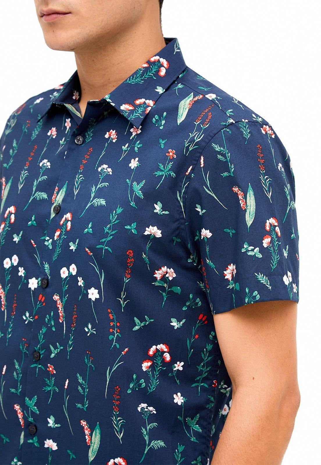 Camisa casual estampada. manga larga flores -2