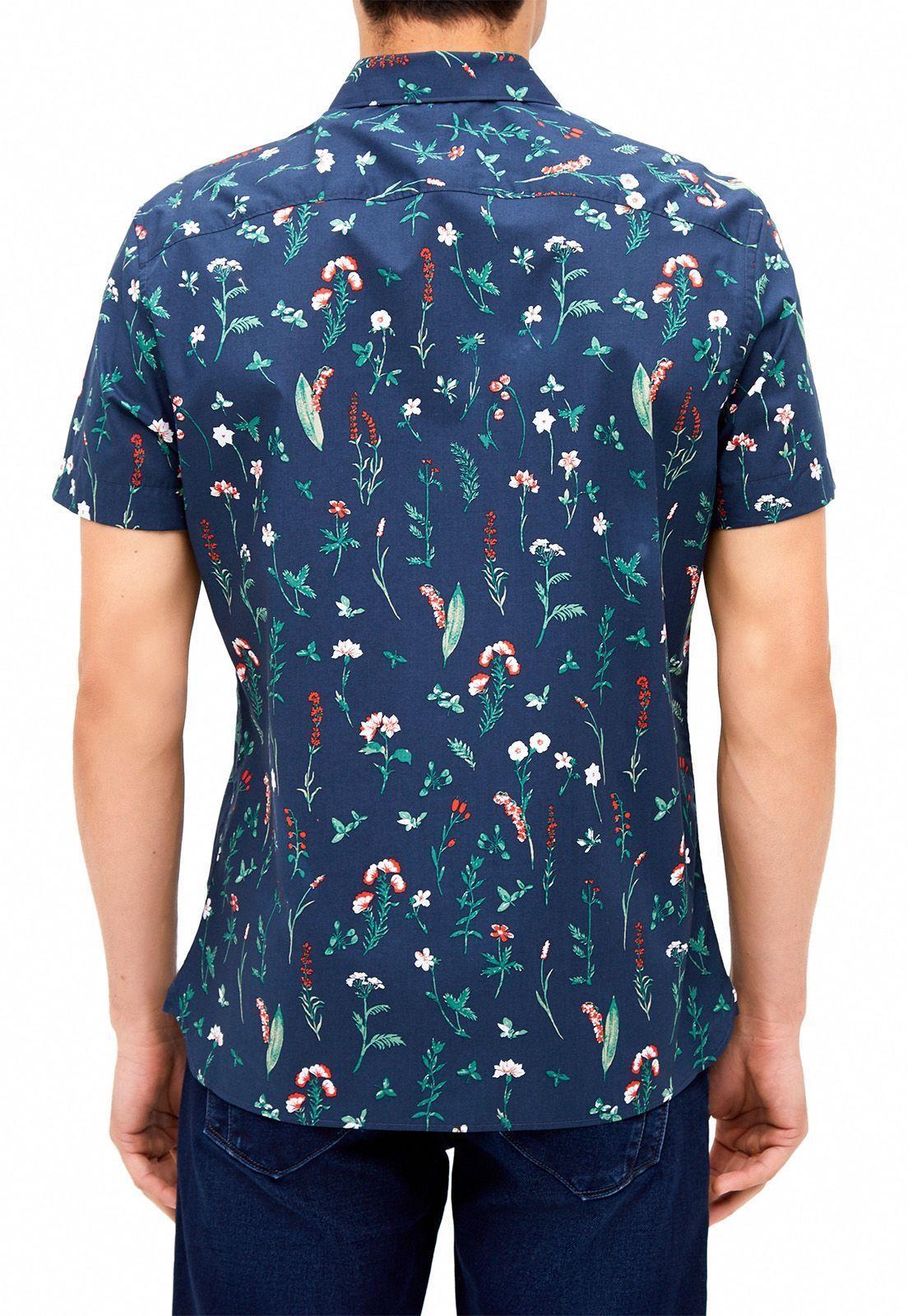 Camisa casual estampada. manga larga flores -1