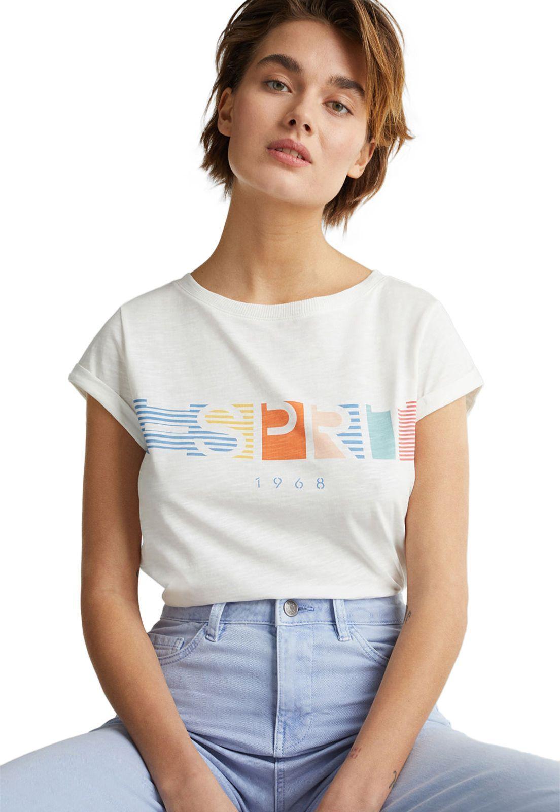 Polera flameada con logotipo estampado, 100 % algodón ecológico-0