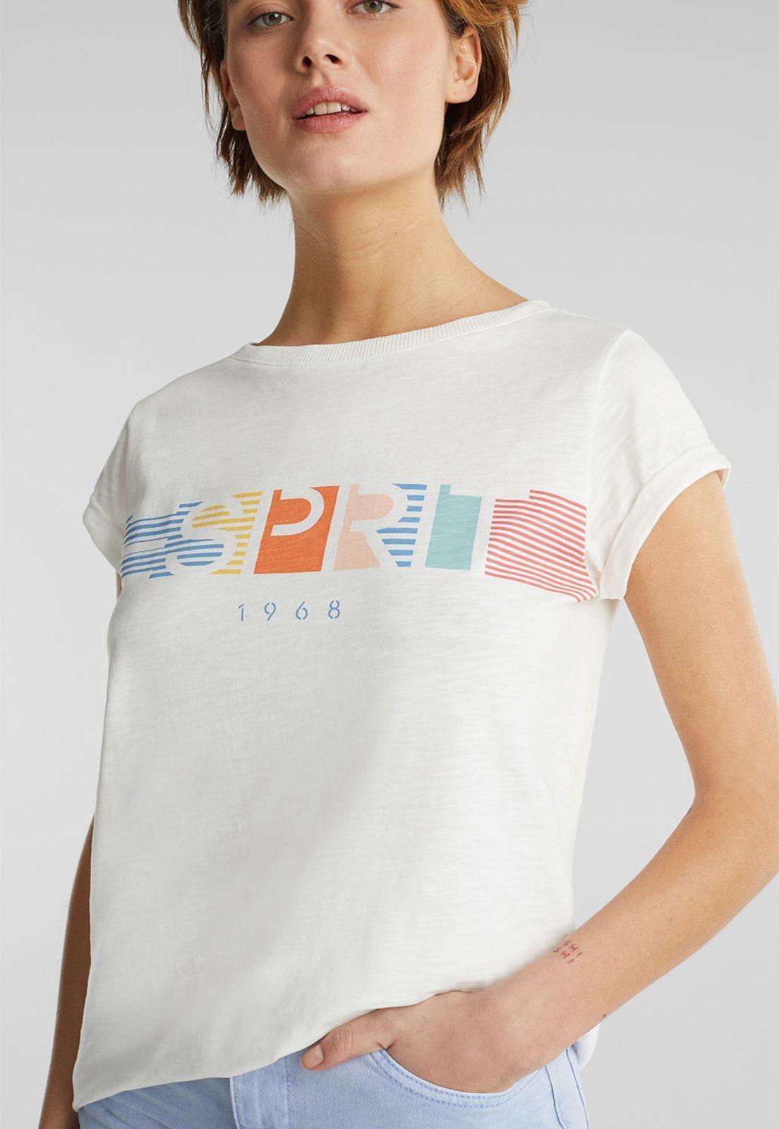 Polera flameada con logotipo estampado, 100 % algodón ecológico-2