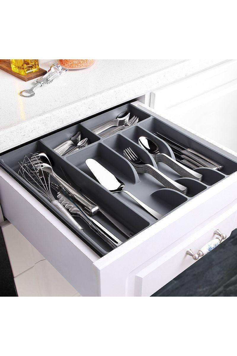 Organizador Cubiertos L Gris-1