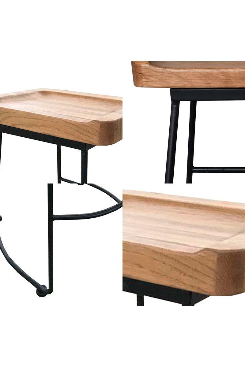 Piso Taburete de Madera Base Metal Roble-4