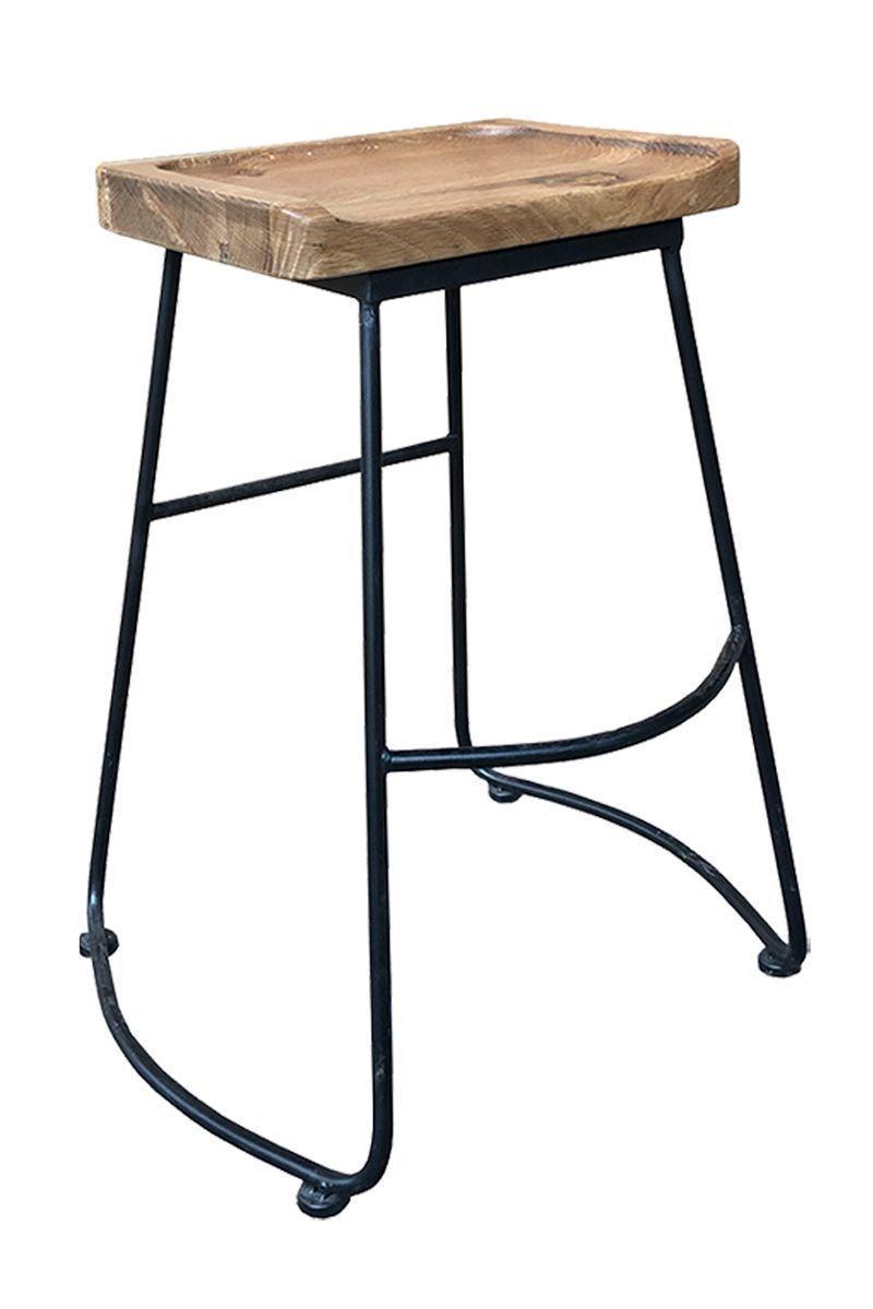 Piso Taburete de Madera Base Metal Roble-0