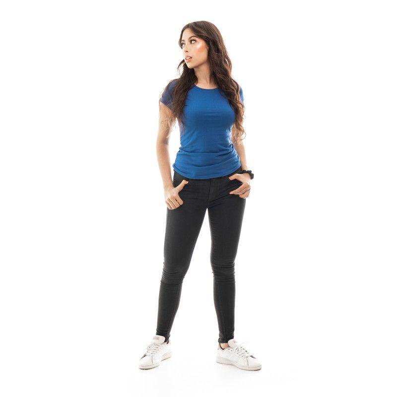 POLERA MUJER CUELLO REDONDO MANGA CORTA AZUL-0