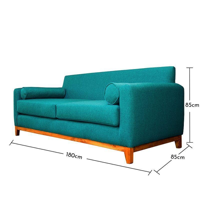 Sofá Meli Chenille Tipo Lino Turquesa 2 Cuerpos-4