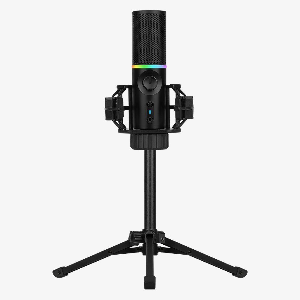 Micrófono RGB Streamplify, Capsula condensador, Antipop, Trípode, Cardioide, USB, Color Negro-0