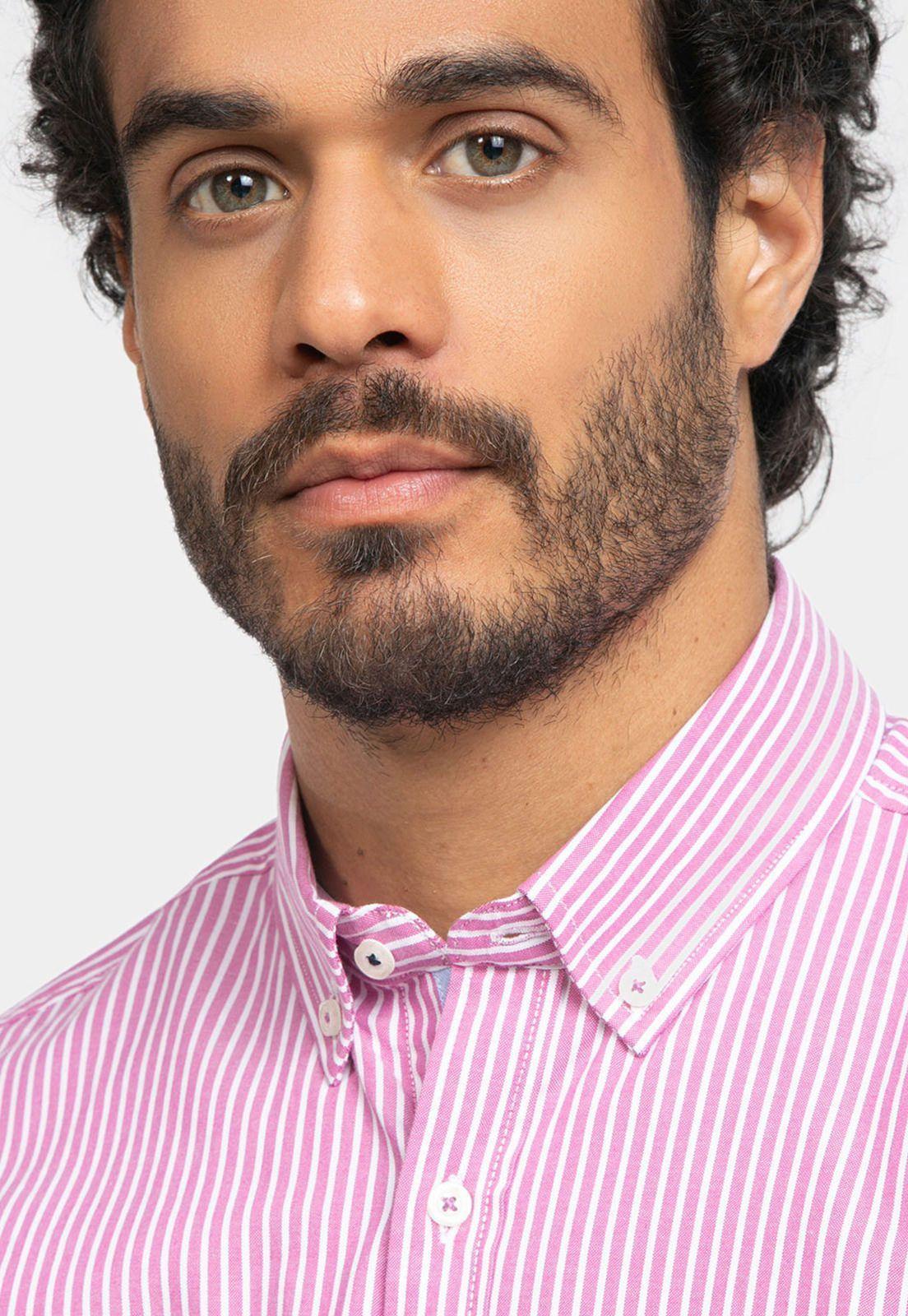 Camisa Oxford A Rayas Fucsia Arrow-2