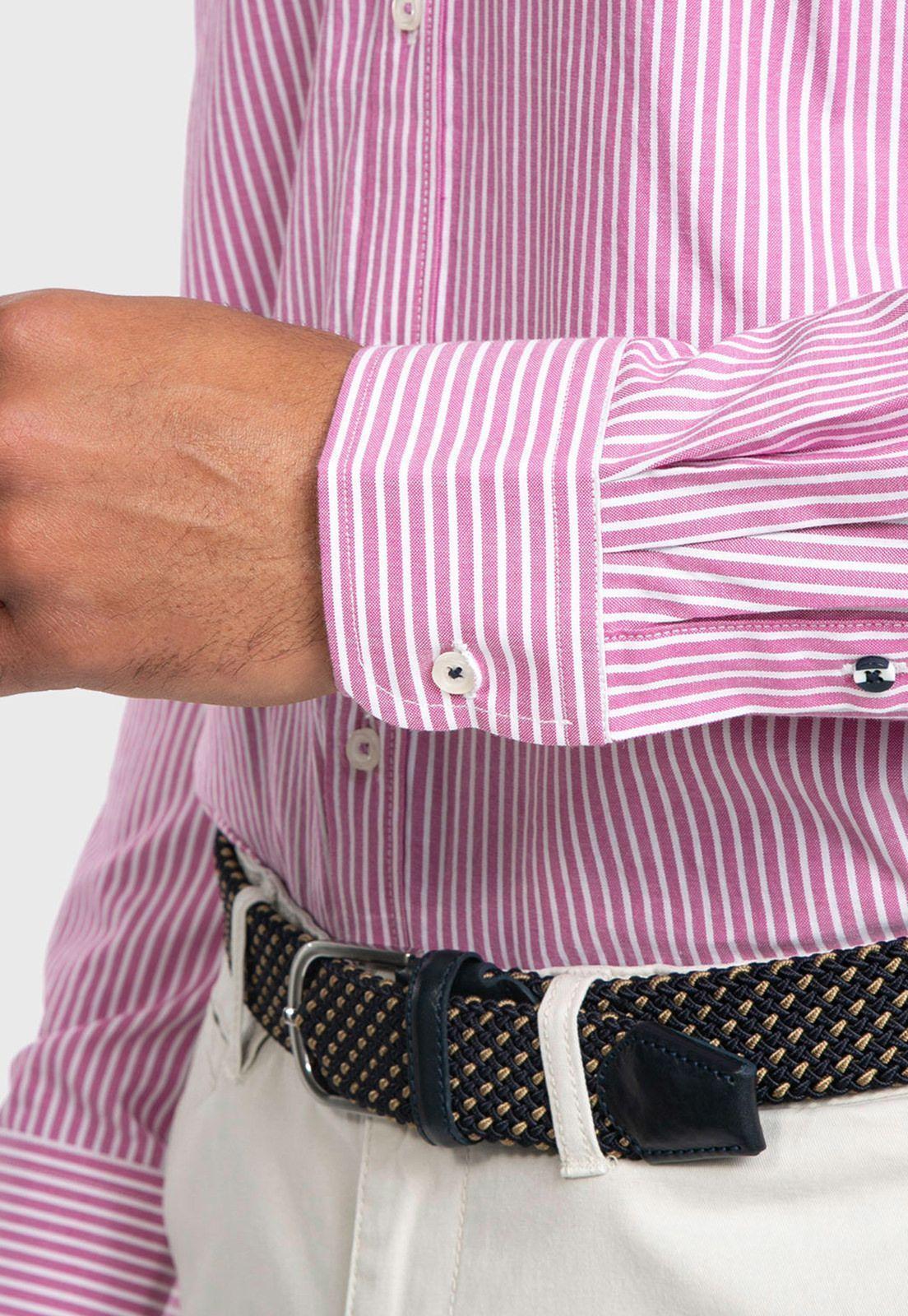 Camisa Oxford A Rayas Fucsia Arrow-3