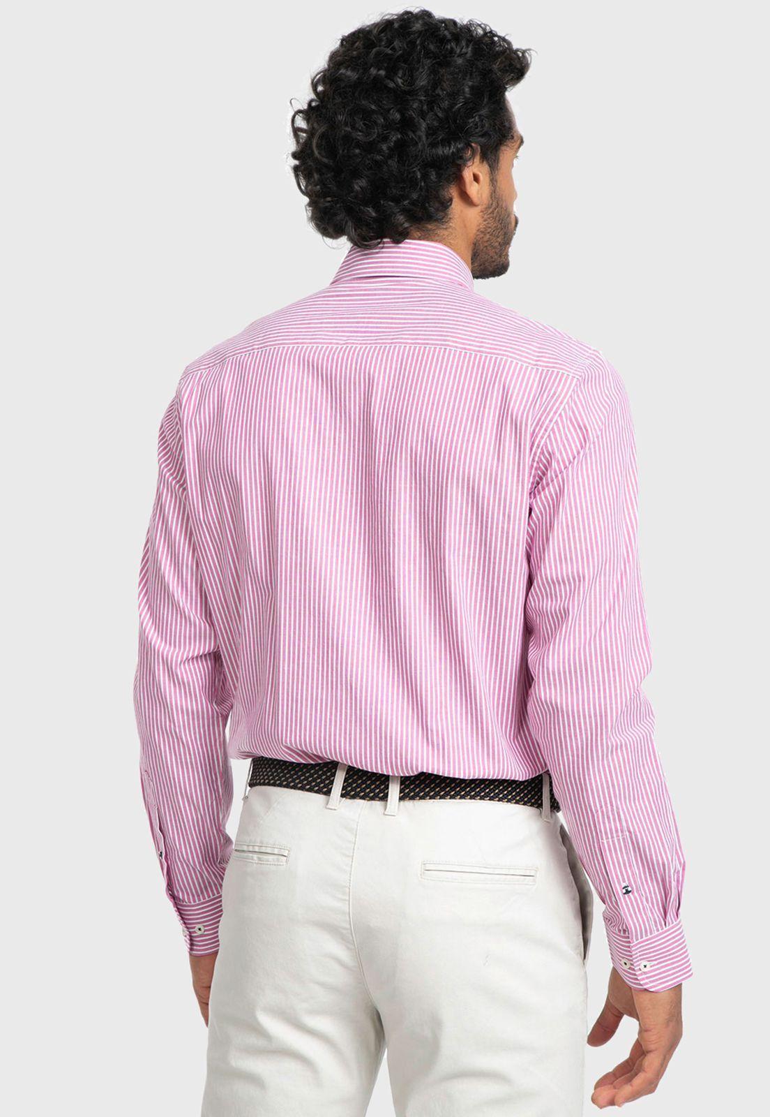 Camisa Oxford A Rayas Fucsia Arrow-1