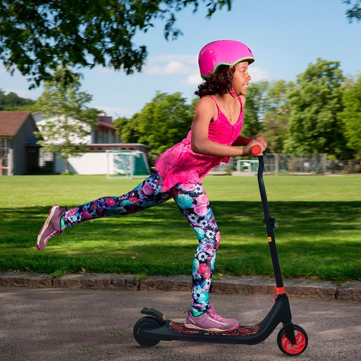 Scooter Eléctrico con Faro y Altura Ajustable Rojo-2