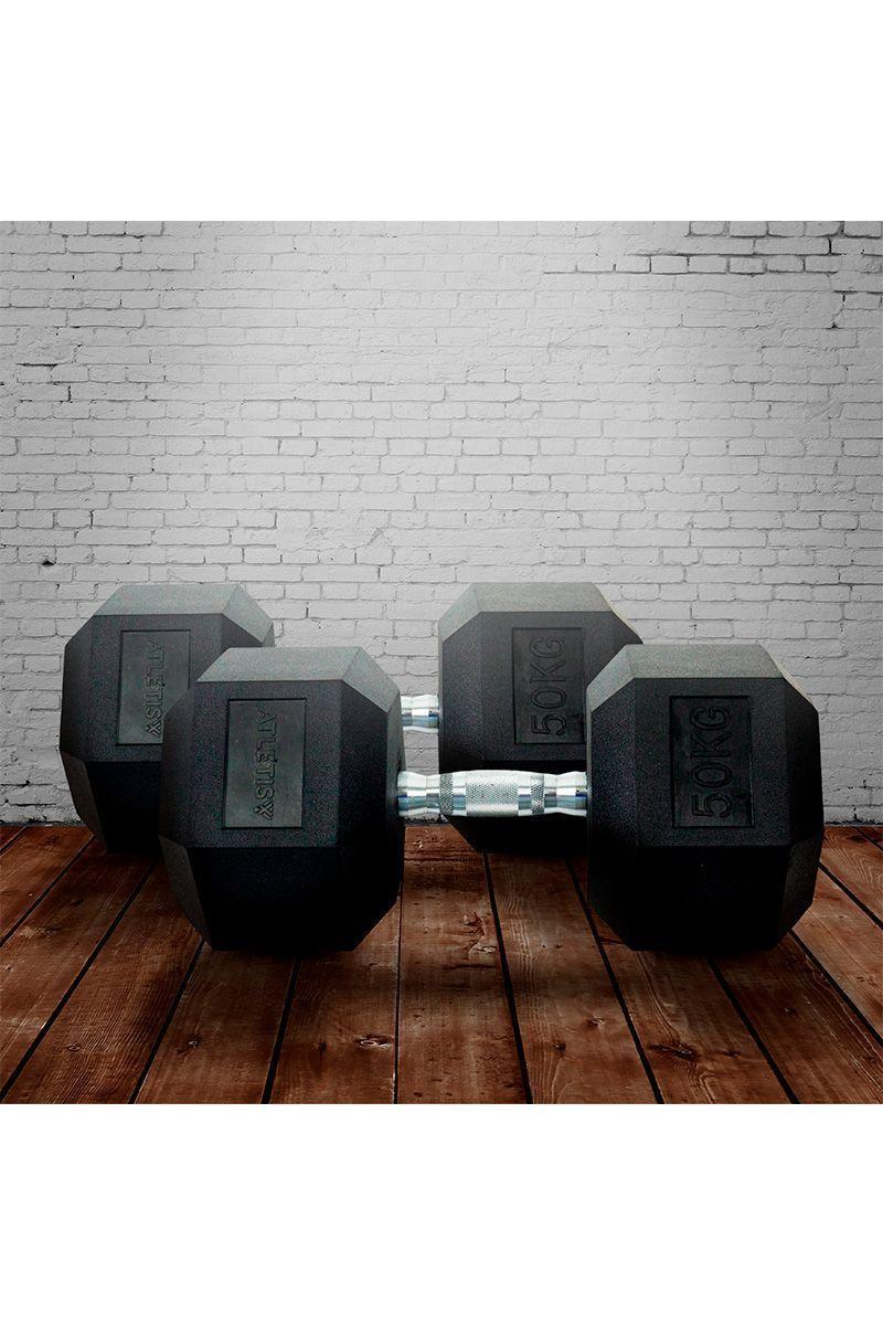 Pack de 2 Mancuernas Hexagonales 50 Kg Negro-5