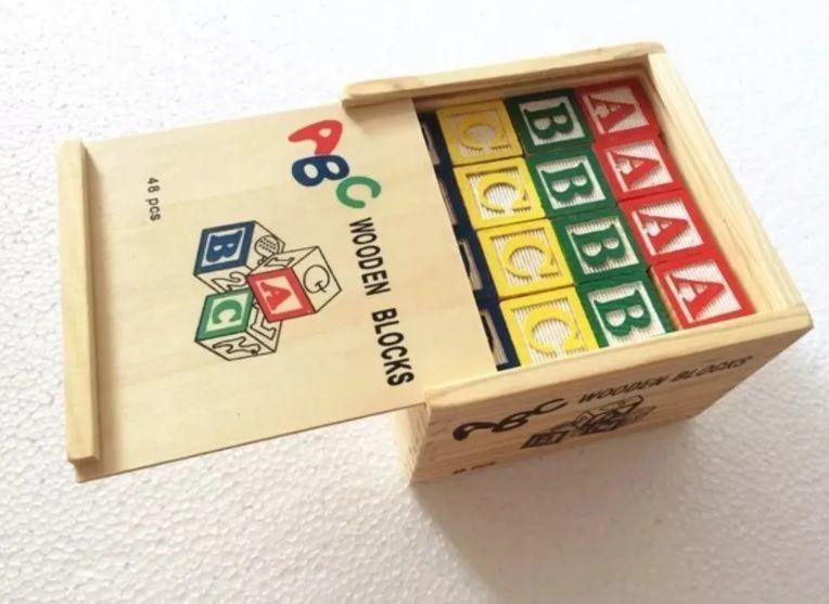 Cubo De Madera 48 Piezas Juguete Didactico Letras Y Numero-1