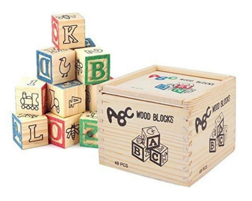 Cubo De Madera 48 Piezas Juguete Didactico Letras Y Numero-0