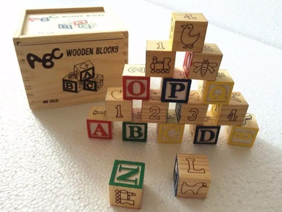 Cubo De Madera 48 Piezas Juguete Didactico Letras Y Numero-4