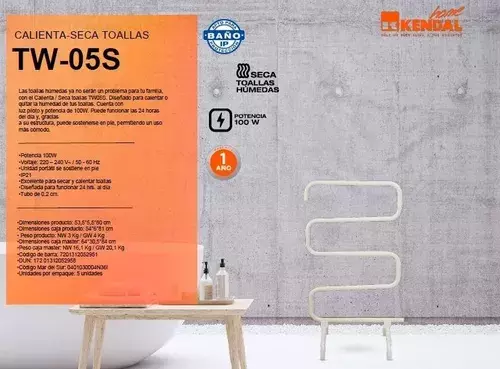 Calienta Seca Toallas Electrico Kendal Tw05s -4
