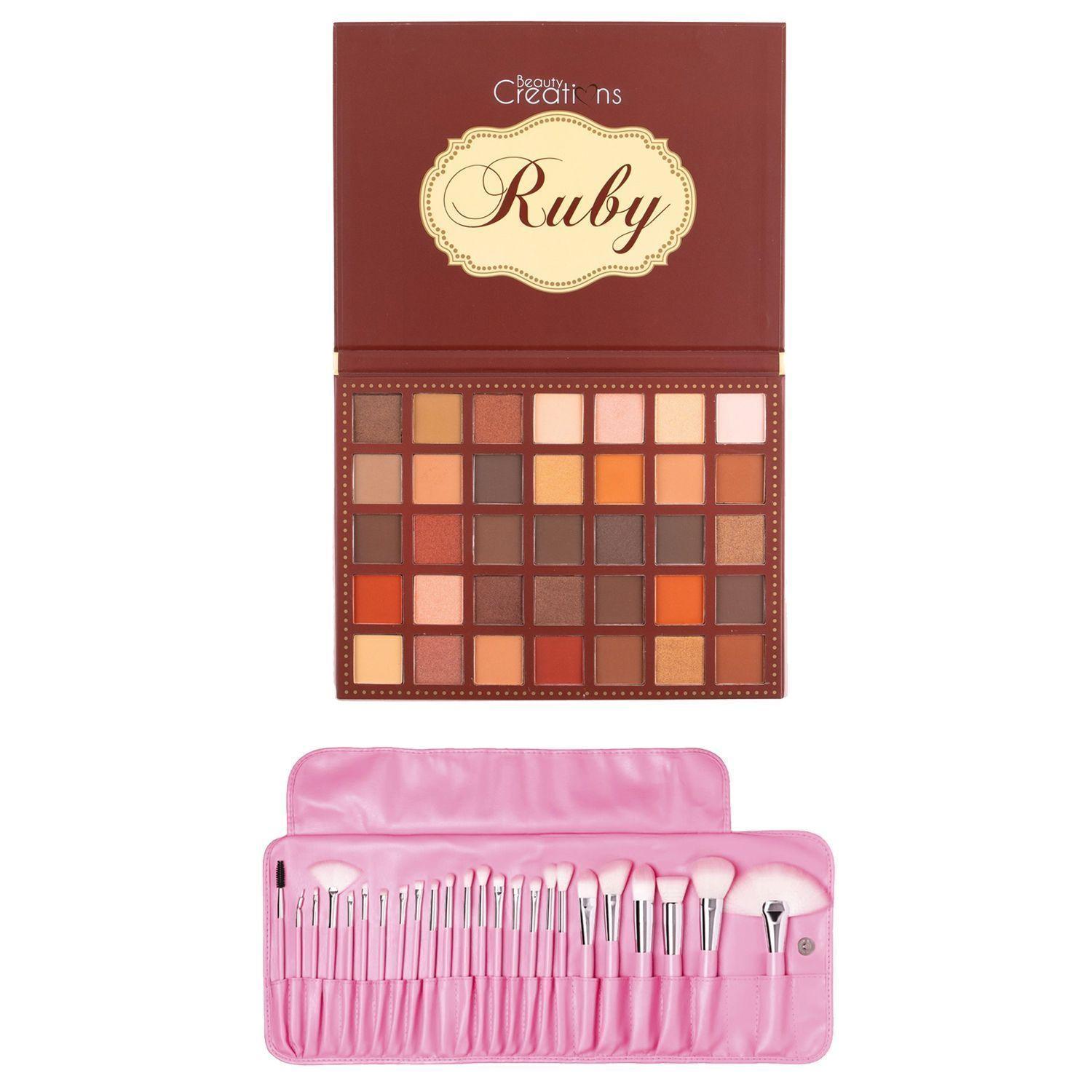 Pack Paleta De Sombra "Ruby" + Set 24 Brochas Pastel Cotton Candy de Beauty Creations-0