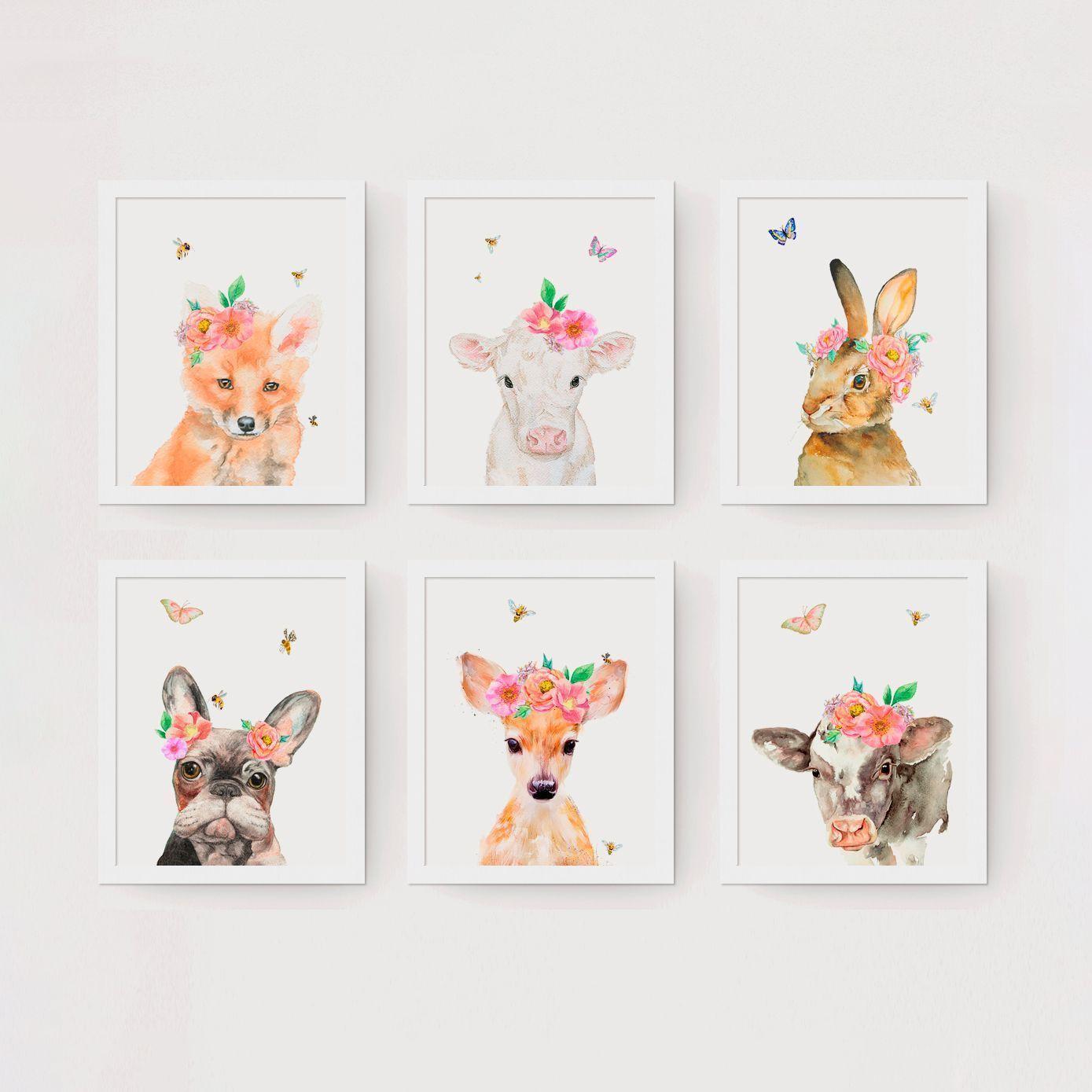 Set de cuadros infantiles animales campestres-0