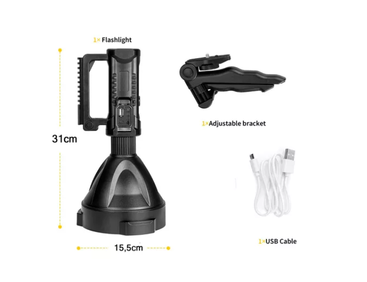 Linterna Led Largo Alcance Recargable Usb Trípode-3