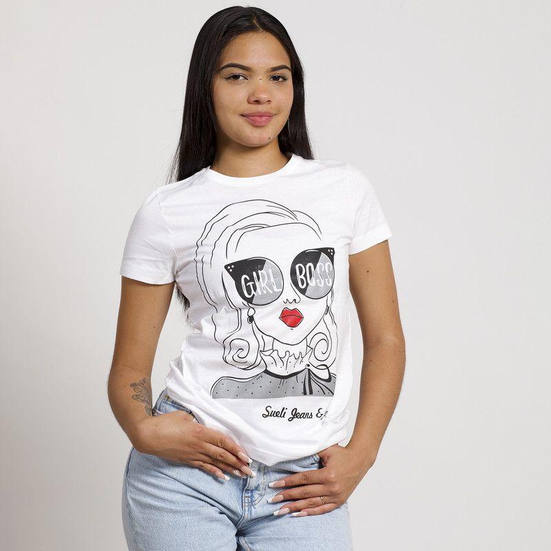 POLERA MANGA CORTA BLANCA ESTAMPADO LENTES-2