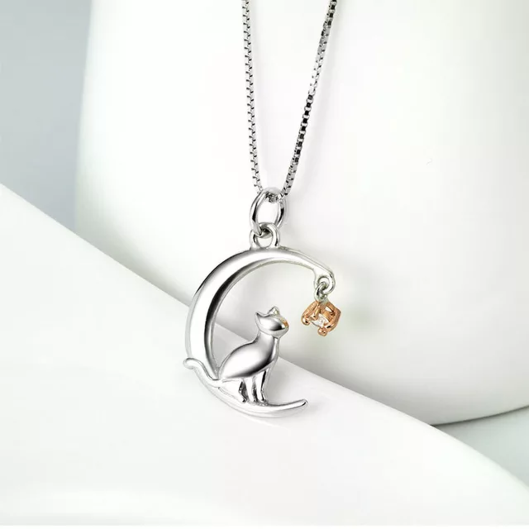 Collar Gato Luna Plata 925-2