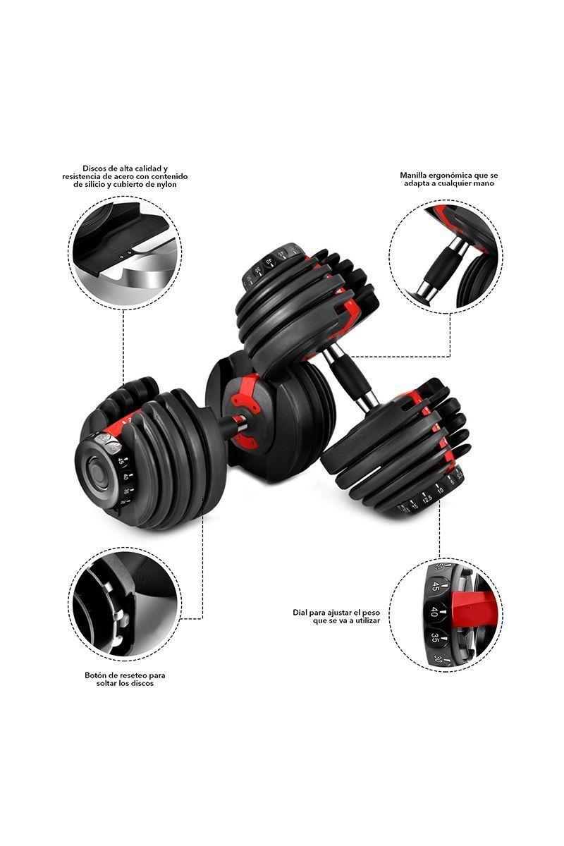 Pack Trotadora Plegable Pro + Par Mancuernas Ajustables 24 kg Rojo-2