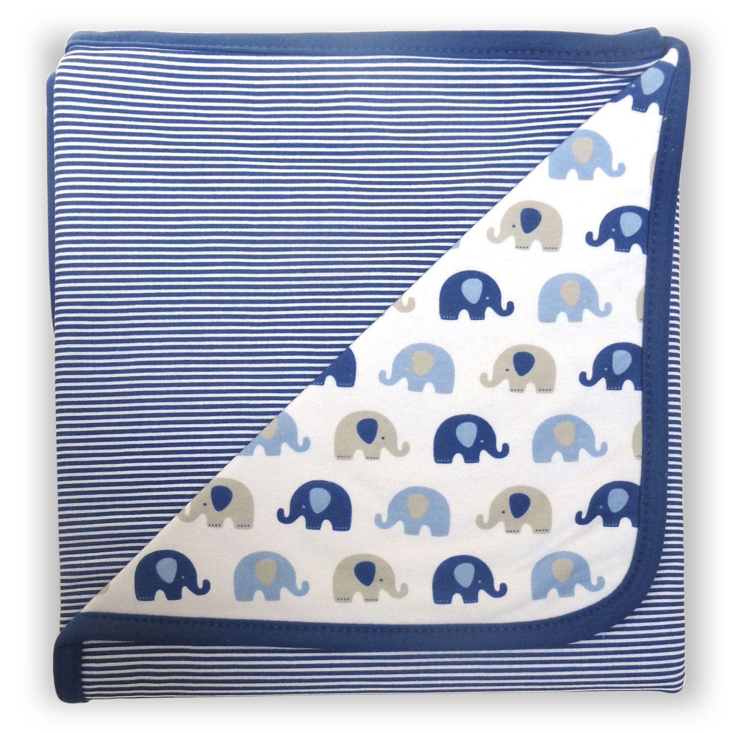 Manta para bebé 100% Algodón premium Elefantes azul-1
