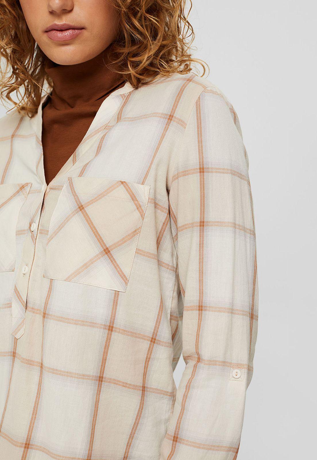 Blusa Manga Larga A Cuadros Esprit Naranja oscuro-2