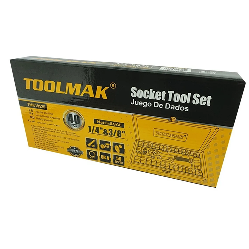 Set Dados 1/4 3/8 Milimétrico Pulgada 40 Pcs Tmk-3