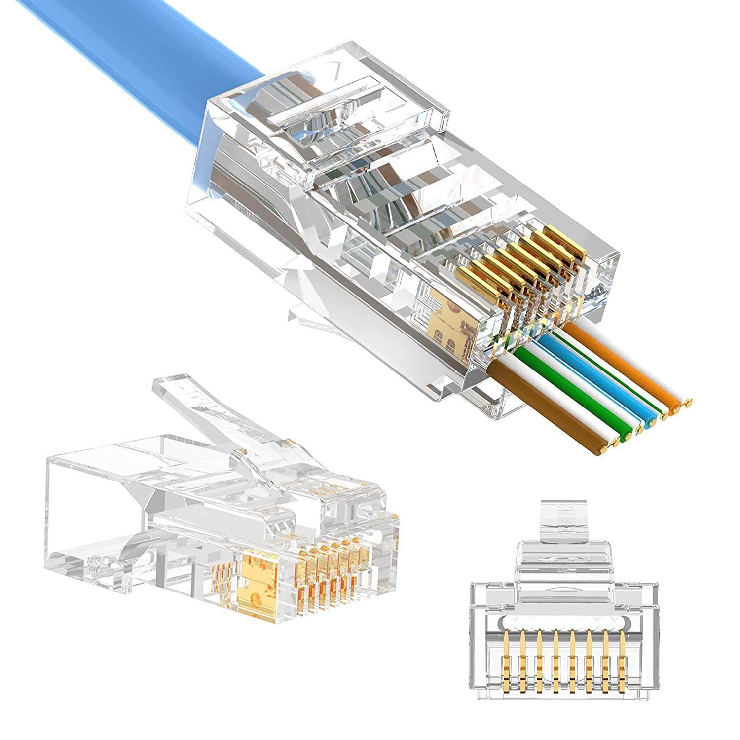 Conector RJ45 Pass Through Cat5e Macho Plastico 100-Unidades-0