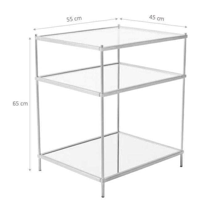 Mesa Lateral Rectangular de Vidrio Plateada 45 x 55 x 65 cm-2
