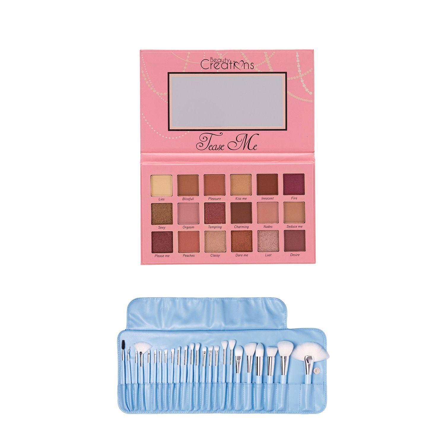 Pack Paleta De Sombra "Tease Me" + Set 24 Brochas Pastel Bubble Gun de Beauty Creations-0