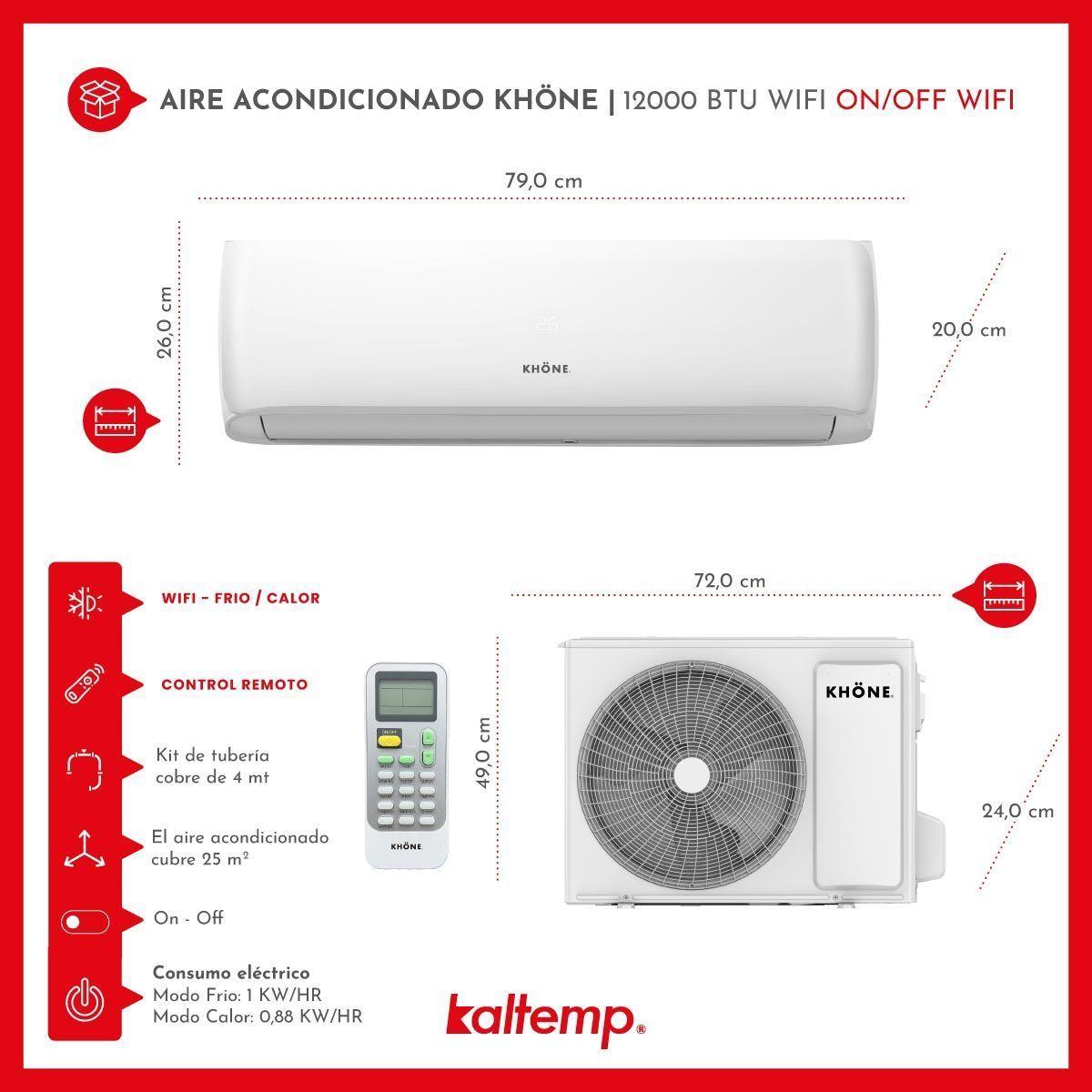 Aire Acondicionado 12000 BTU Khone Frio Calor Wifi-6