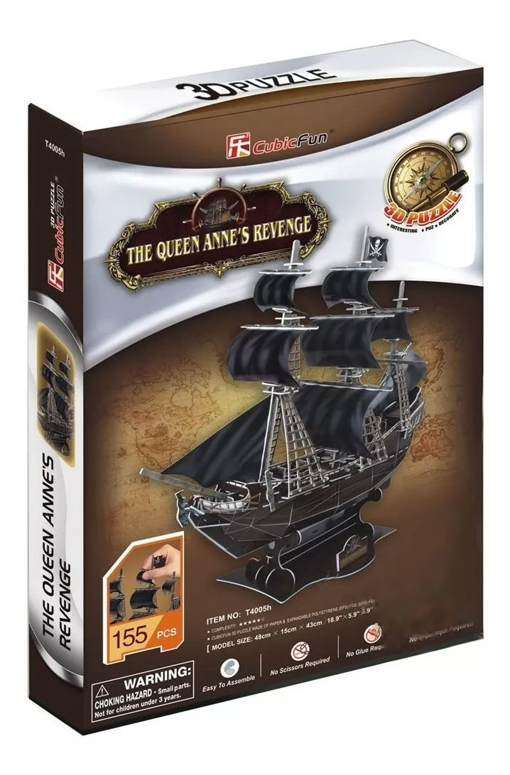 Rompecabezas Puzzle 3d Queen Anne´s Revenge 155 Piezas Juego-1