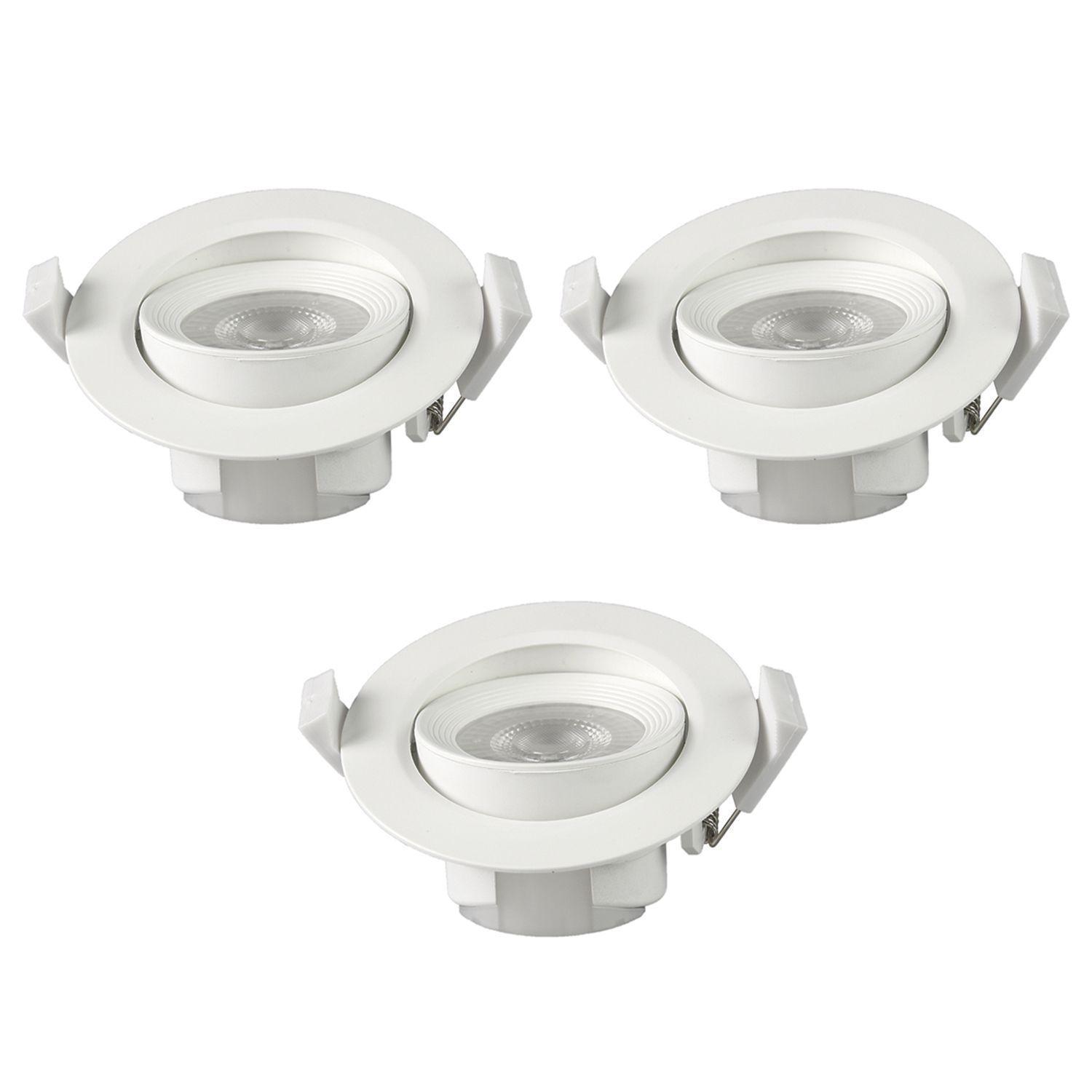 Pack 3 Foco Basculante LED Embutido Spot 6,5W 6500K Redondo Para Cielo-0
