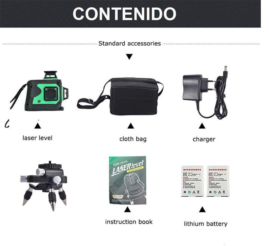 Nivel Laser 12 líneas Autonivelante 360 Horizontal y vertical TQ12-6