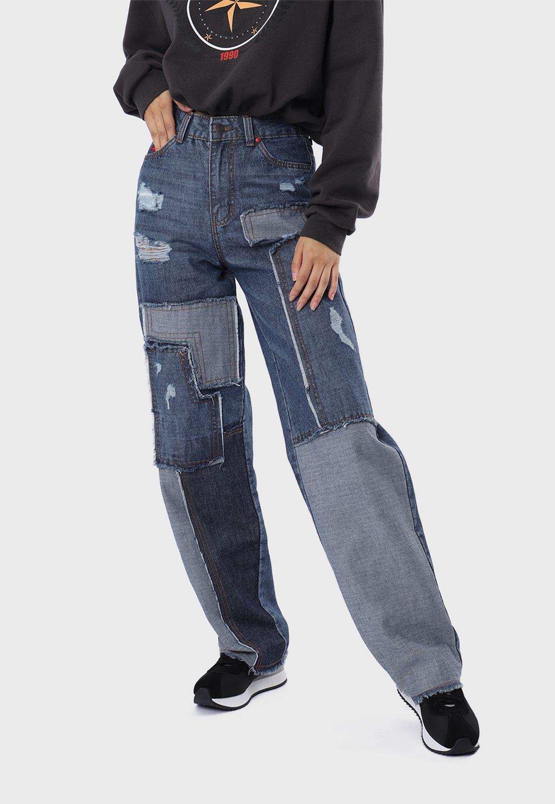 Jeans Casual Patchwork Soviet-0