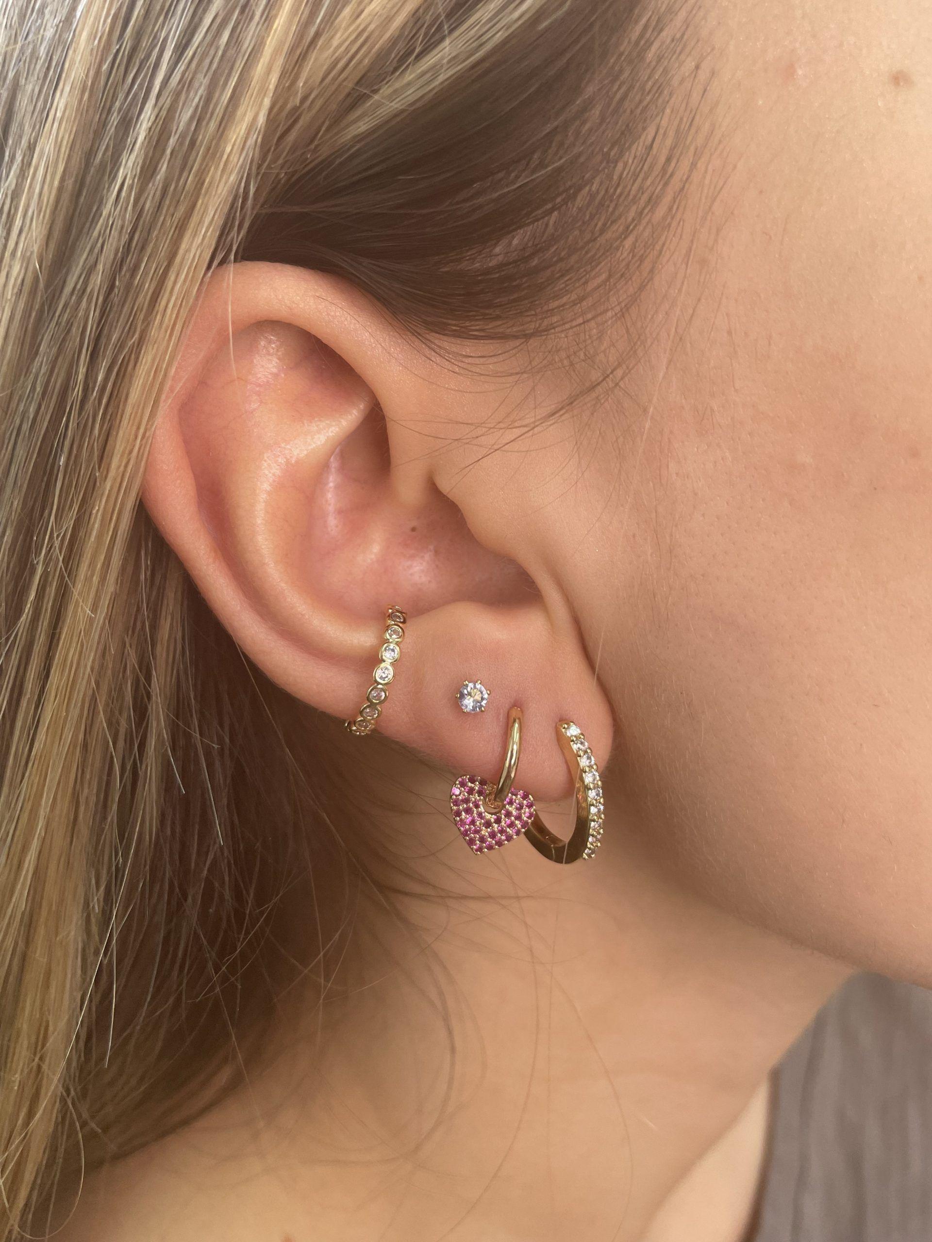 Aros circón blanco Bañado en Oro Philippa Joyas-1