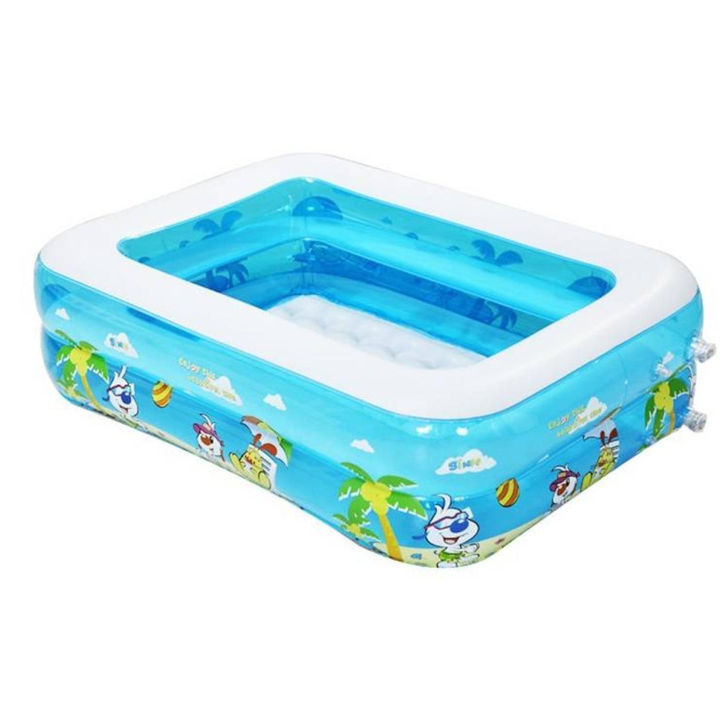 Piscina Inflable Rectangular 210x140x45cm Infantil Celeste-0