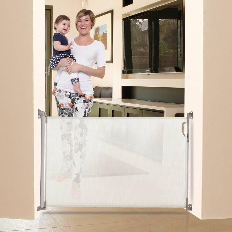 Puerta de seguridad retráctil blanca-2