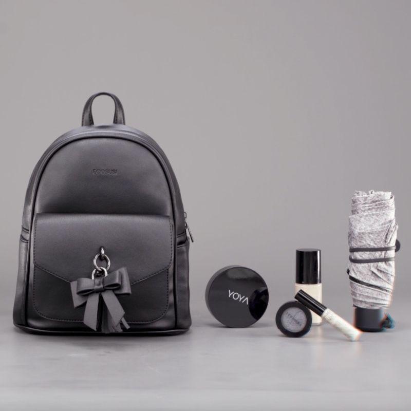 ECOSUSI Mini mochila con lazo Negro-5
