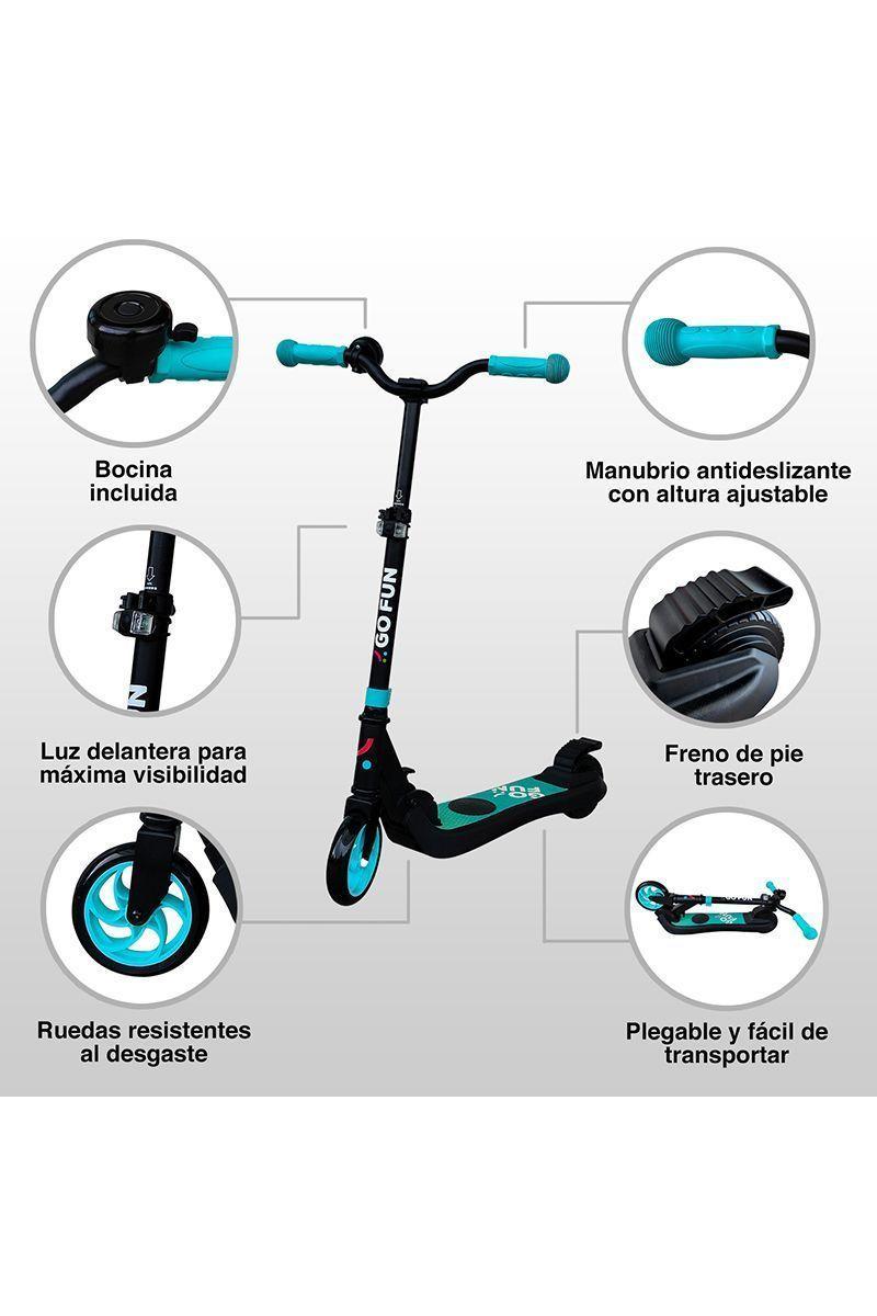 Scooter Eléctrico Plegable 10 Km/h Go Fun Celeste-3