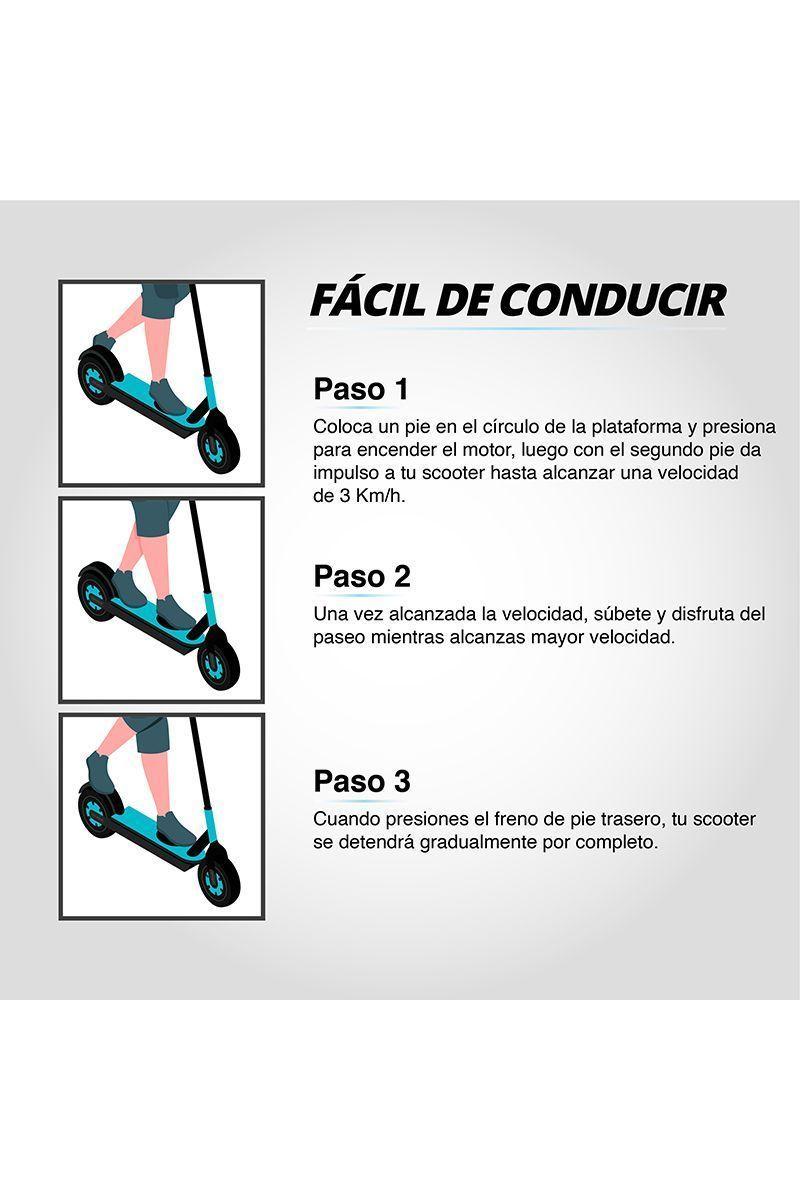 Scooter Eléctrico Plegable 10 Km/h Go Fun Celeste-4