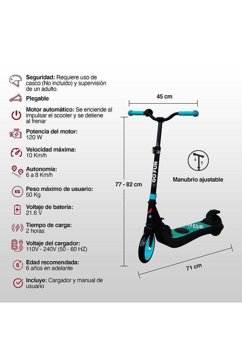 Scooter Eléctrico Plegable 10 Km/h Go Fun Celeste-2