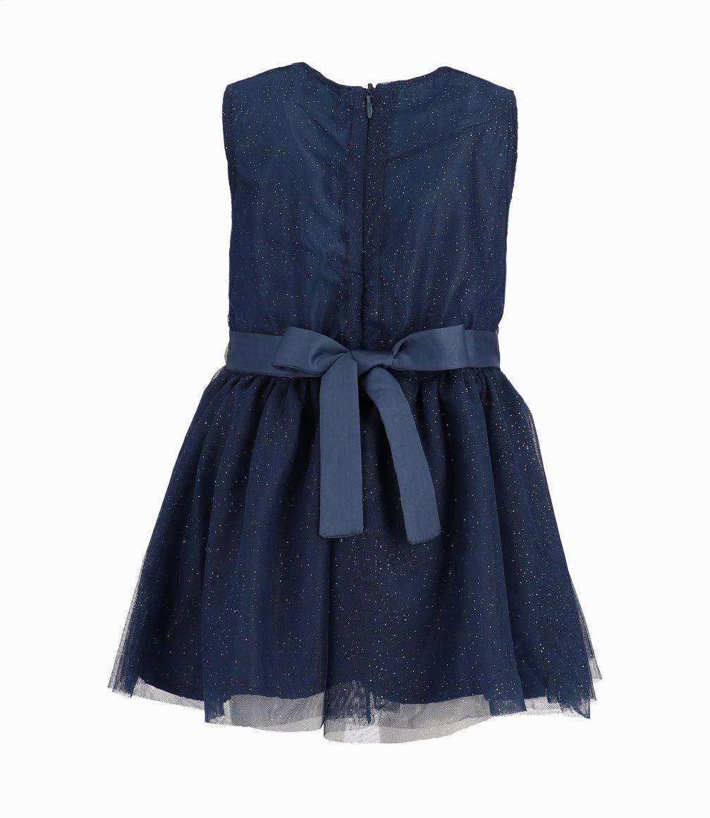 Vestido Bebé Con Ramillete de Flores Limonada Azul Marino-1