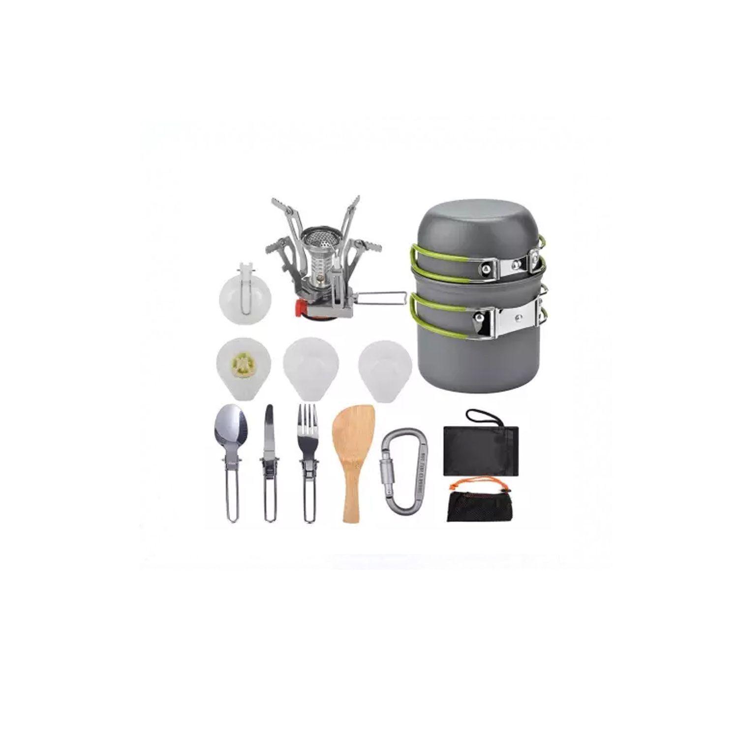 Set de Camping 11 Piezas Cocinilla Ollas Cubiertos-1
